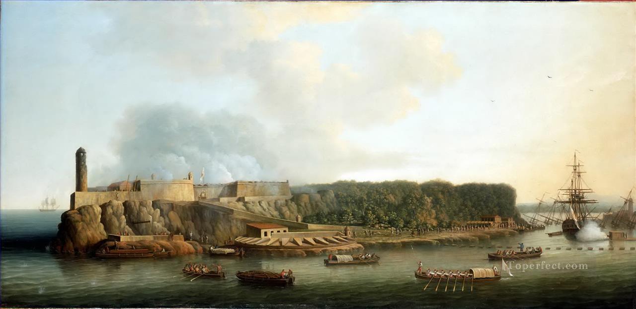 ドミニク・セレス長老 ハバナ占領 1762 モロ城と攻撃前のブーム防御油絵